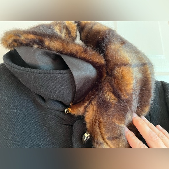 Kate Spade Wool Peacoat with Mink Faux Fur Collar - Picture 6 of 8